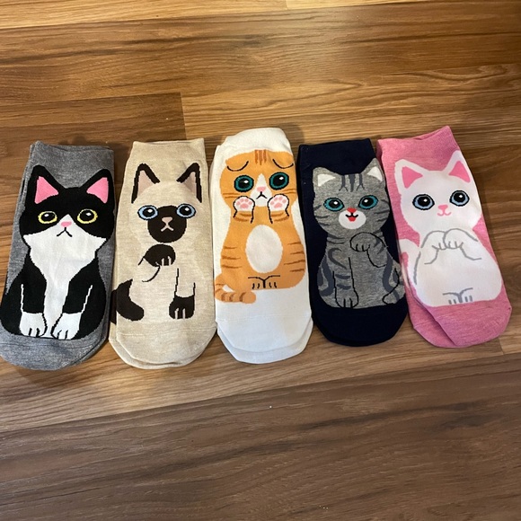 Accessories Awesome 5 Pairs Of Cat Socks With Different Breeds Like